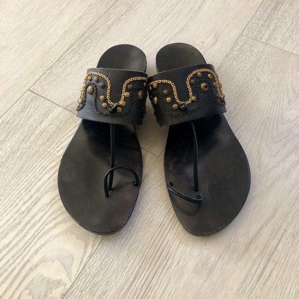 Gino Rossi Italian Leather Thong Sandals with Toe-ring